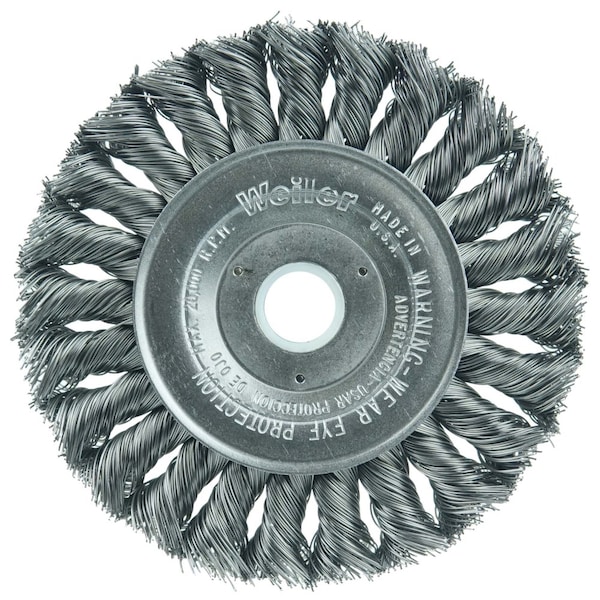 Weiler 4" Standard Twist Knot Wire Wheel, .014" Steel Fill, 5/8"-1/2" 8045 - main